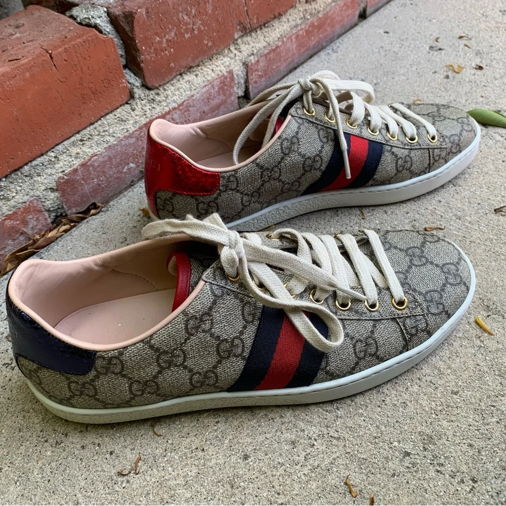 Gucci Beige Coated Canvas GG Ace Sneakers for Women - size 37.5 - Picture 2 of 8